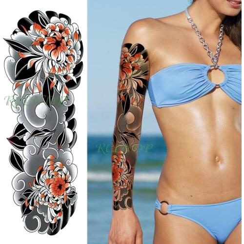 Waterproof Temporary Tattoo Sticker two blooming chrysanthemums creative personality fake tatto flash tatoo for men women