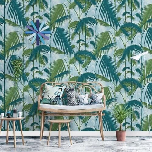 Wellyu Southeast Asian style green plant rainforest wallpaper bedroom living room tv background wall paper Nordic waterproof PVC