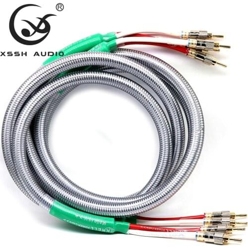 1 pair 2m 2.5m 3m XSSH audio HIFI Sound bile amplifier Gold plated Banana to Banana Connector plug Speaker Cable Cord Wire