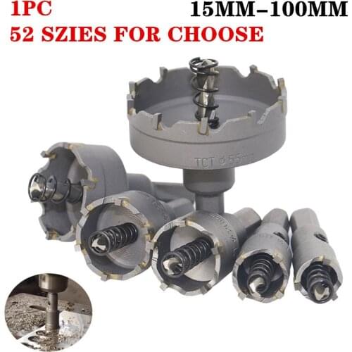 Qualuty 1pc Carbide Core Drill Bit Hole Saw Metalworking Cutter Stainless Steel Alloy Metal Drilling Tip 15-100mm Drill Bit Set