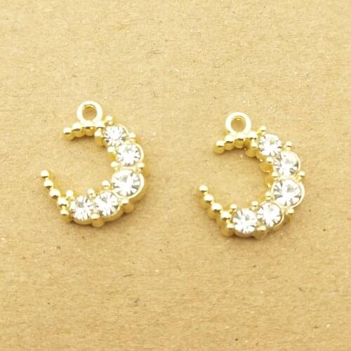 10pcs 12x12mm crystal moon charm for jewelry making and crafting charm fashion pendant