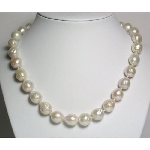 18 HUGE NATURAL AAA 11-13MM south seas kasumi white pearl necklace
