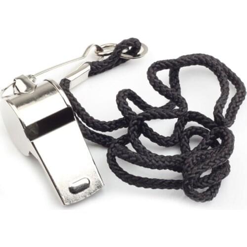 200pcs Metal Referee Whistle with Black Lanyard for Training Emergency Survival Coaches Sport Party Soccer Football Use ZA4812