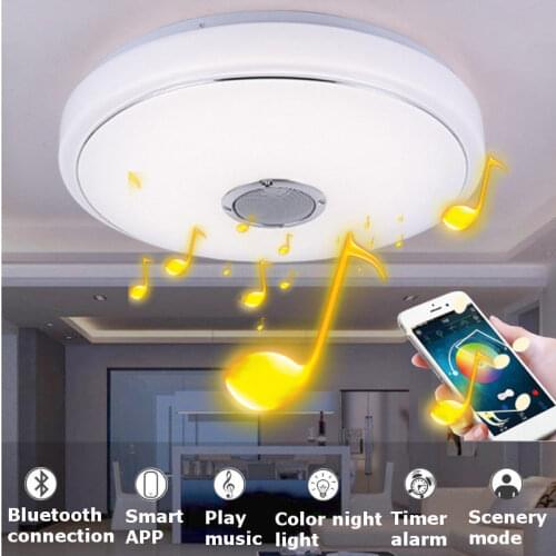 2019 new 220V 48 LED 6500K Modern White Ceiling Light With Bluetooth Speaker Music Player