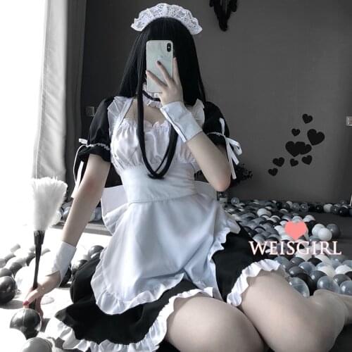 2021 Summe Rmaid Cosplay Japanese Uniform Cafe Maid Apron Suit Night Bunny Lace Maid Costume