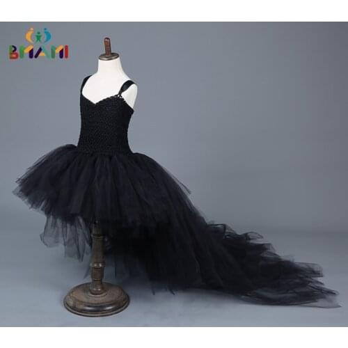 2020 Tail Halloween Children Dress Girl In Black Dress for 12 Years Old Childrens Princess Dress Children Holiday TUTU Dresses