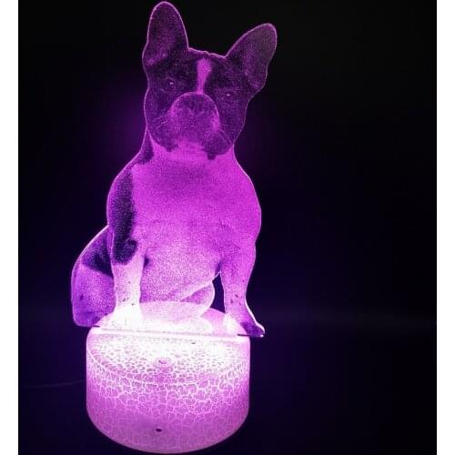 3D Atmosphere Lamp LED Night Light French Bulldog Puppy Kids Child Girls Bedroom Gift Baby Illusion Nightlight Bluetooth Base