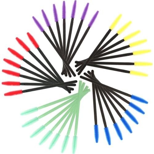 50pcs Silicone Disposable Mascara Wands Eyelash Brushes Extention Makeup Tool 667D