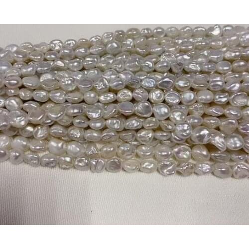 7-8mm Natural white Irregular Baroque Keshi Freshwater Pearl Strands