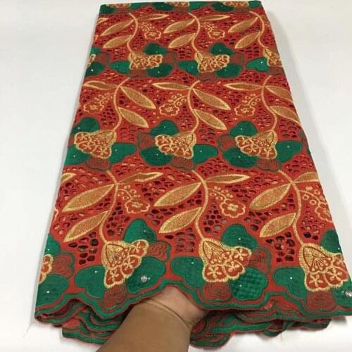 African Brode Cotton High Quality Guipure Cotton Lace Fabric With Stone For Evening Party Dry Lace Embroidered Cotton Material