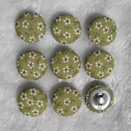 Free shipping 100pcs/lot 20mm 2cm cotton prints made by hand fabric cover button cloth covered buttons component with shank E222
