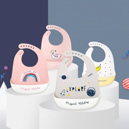 Baby Bibs Waterproof Silicone Cute Cartoon Feeding Apron Baby Newborn Aprons Baby Bibs Adjustable Different styles of Bibs