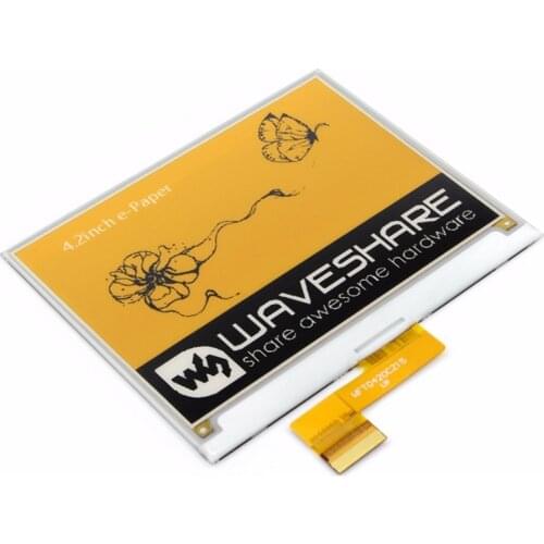 Waveshare 4.2inch E-Ink Raw Display 400x300 E-paper Three-color:Yellow Black White SPI No PCB No Backlight low consumption