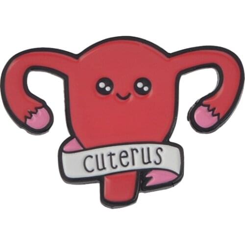 Cuterus Enamel Metal Brooch Red Cartoon Female Organ Badge Pin Care Female Health Doctor Nurse Trendy Costume Backpack Jewelry