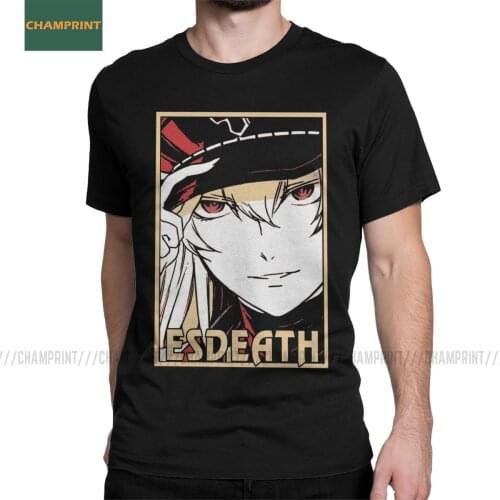 Esdeath Akame Ga Kill T-Shirt Men Cotton T Shirt Night Raid Tops Anime Tatsumi Elfen Lied Hellsing Short Sleeve Tee Shirt