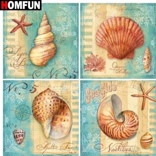 HOMFUN Square Round Drill 5D Diamond Painting Environmental Crafts Full Diamond Embroidery "Shell snail landscape" Home decor