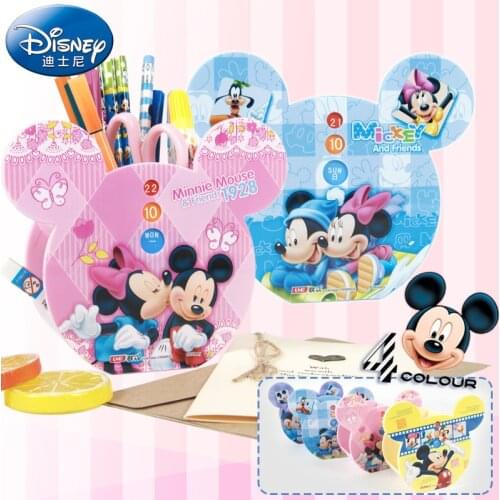 Disney Mickey Minnie Pen Holder Large Capacity Stationery Storage Box Cartoon Creative Office Learning Storage Container Gift