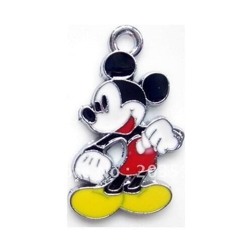 M006 Wholesale 100Pcs/Lots Alloy metal Enamel mouse Charms Metal charms 28*17mm