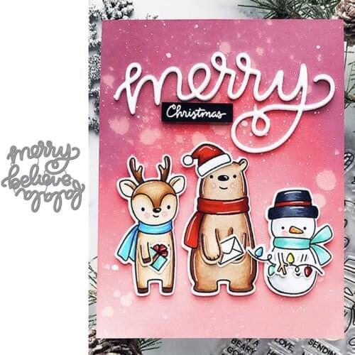 Word Merry Believe Metal Cutting Dies for Scrapbooking and Card Making Paper Craft 2019 New die cuts