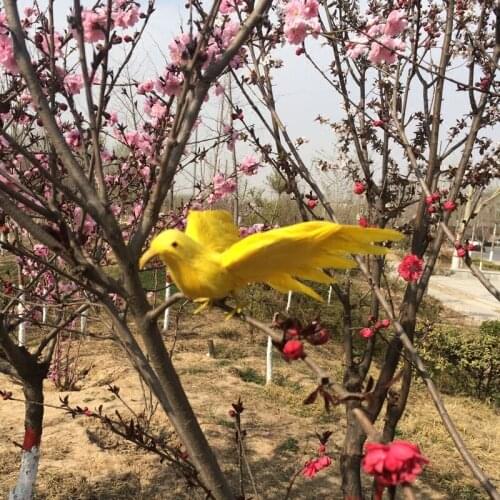 Mini simulation bird model polyethylene & furs wings yellow bird model gift about 12cm 2168