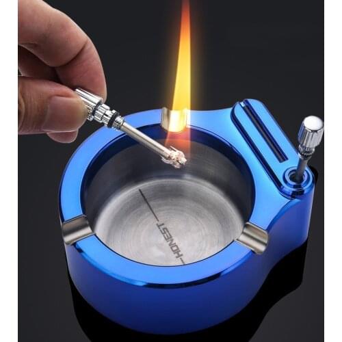 Multifunction Ashtray Ten Thousand Match Lighter Windproof Kerosene Flint Fire Starter Lighter Desk Decorations Gadgets For Men