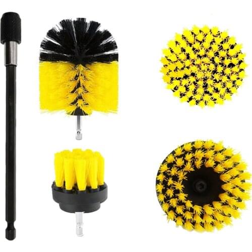 VODOOL Drill Brush Set Car Cleaning Brush Attachment Set Clean Car Tire Wheel 2 2 3.5 4 inch Washing Brushes + Extension Rod Kit