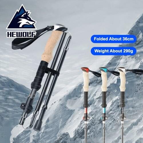 Outdoor Ultralight Folding Walking Stick Professional Mountain Climbing Portable Outer Lock Telescopic Aluminum Trekking Pole