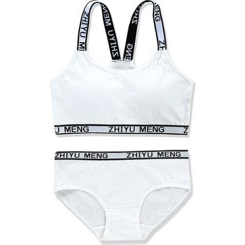 Teen Underwear Soft Padded Cotton Bra Set Young Girls Yoga Sports Tops 8-14Years