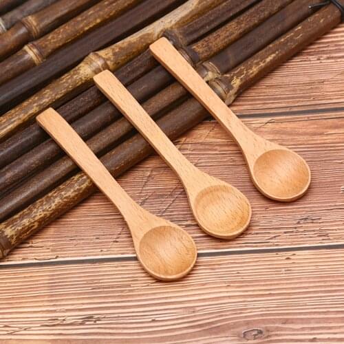 New Small Mini Wooden Round Bamboo Spoon Soup Tea Coffee Salt Spoon Jam Scoop DIY Kitchen Cooking Utensil Tool Cutlery 1Pcs