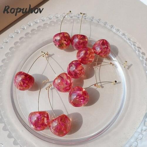 Ropuhov 2021 New Korean Jewelry Gift Cherries Sweet Summer Small Fresh Fruit Earrings Long Trend Simple Earrings Wholesale