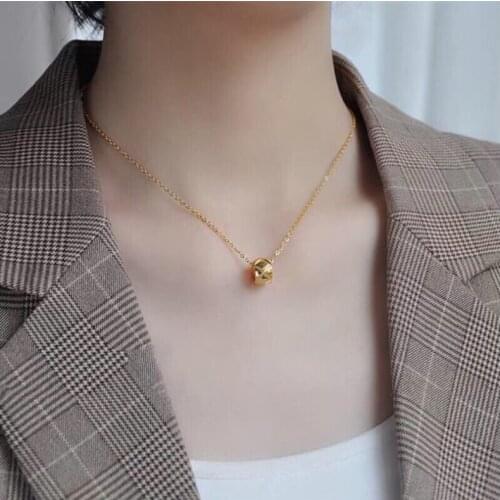 New Classic Titanium Steel Small Waist Necklace Cross X Pattern Classic Texture Rhombus Line Buckle Stainless Steel Necklace