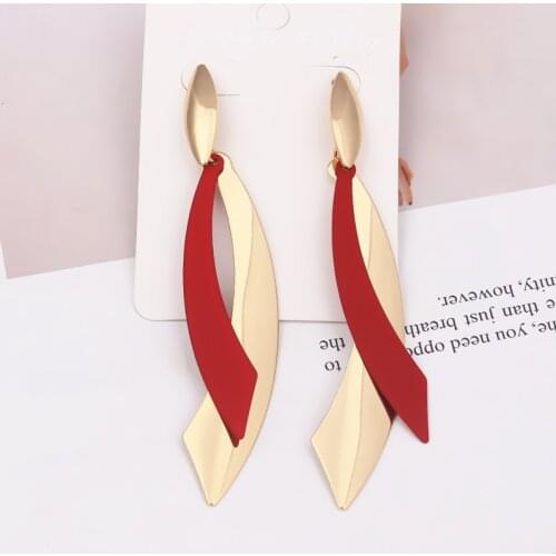 New Geometric Curved Cross Drop Earrings For Women Korean Fashion Statement Sequin Metal Earring Jewelry Girl Gifts Brincos