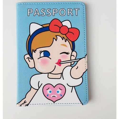Cute Baby brand PU leather girl passport Holder on the passports covers for traveling,women card holder pen ticket holder