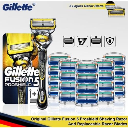 Original Gillette Fusion5 Proshield Razor 5 Layer Stainless Steel Handle Holder With Replacement Blades Safety Shaving Cassettes