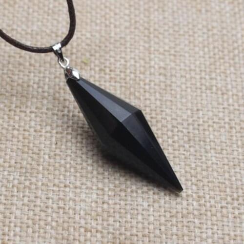 Black Obsidian Natural Stone Pendants Sky Series Huge Spirit Pendulum Pendant Necklace Safe Lucky For Women Men Fashion Jewelry