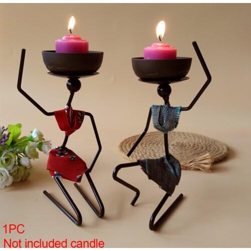 Tableware Iron Art Special Snacks Dishes Holder Candlestick Home Decoration Eco-friendly African Woman Ornament Miniature