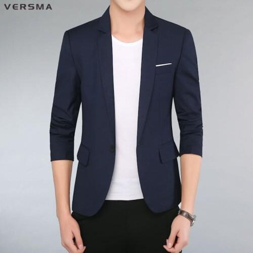 VERSMA Khaki Black Casual Men Blazer Suit Jacket Styles for Wedding Party Wear Chaqueta Terno Slim Fit Office Suits Blazers Male