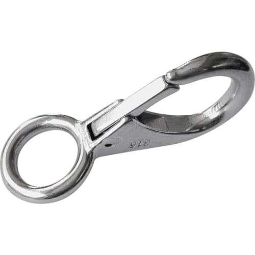 Durable 316 Stainless Steel Carabiner Spring Snap Hook with Eyelet for Boats Sailing Fixed Eye Boat Snap Hook