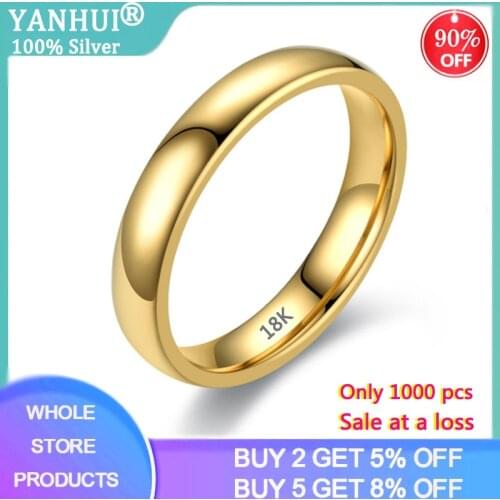 Sale at a loss! Never Fade Original Solid Stainless Steel Rings 18K Gold Gloss Rings For Women And Men Simple Couple Rings KR050