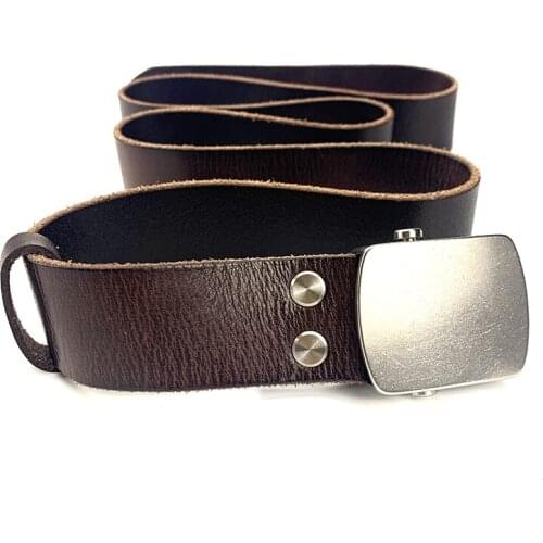 Mens Belt Pure Titanium Tactical Automatic Slide Buckle 3.8 Cm Male Genuine Leather Belt