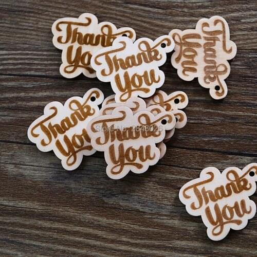 Thank You Wooden Tags (5cm) Thank You Tags, Gift Tags, Product Tags With Hole