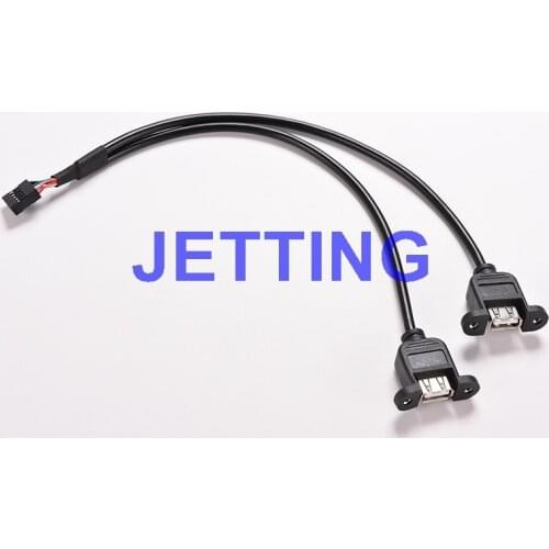 JETTING 1PC High Speed 30cm/1FT 2 Dual Port USB A Female to Internal 9 Pin Header Adapter PCB Motherboard Cable for PC MainBoard