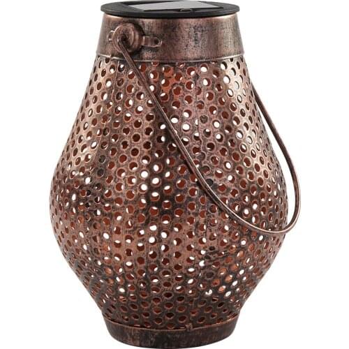 Solar Power LED Lantern Garden Yard Lawn Hanging Lamp Jar Iron Art Optically Controlled Induction Outdoor Projection Light