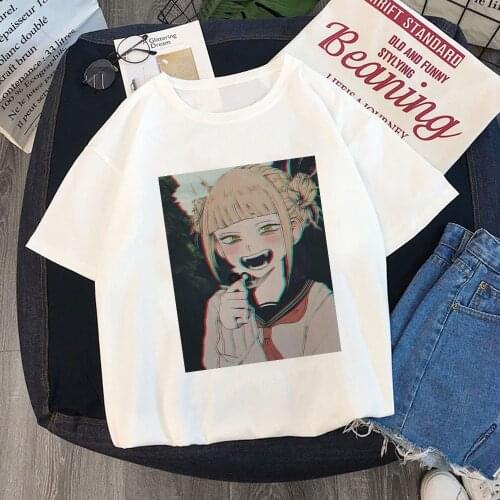 Japanese Anime Ahegao T Shirt Women Harajuku Boku No Hero Academia T-shirt Senpai Punk Tshirt Himiko Toga Top Tees Female