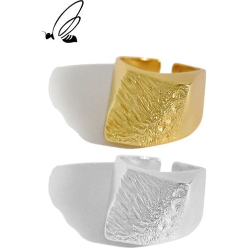 SSTEEL 925 Sterling Silver Korean Ring Geometry Irregular Concave Convex Face Gift For Women 2021 Trend Accesories Jewelry