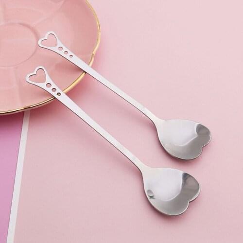 10 Pcs Stainless Steel Heart Shape Coffee Spoon Dessert Sugar Stirring Spoons Teaspoon Kitchen Accessories