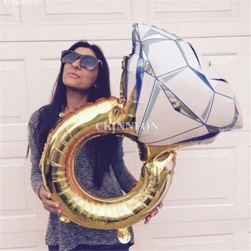 200X 33"X24" Valentines Day Wedding Decoration Table Marriage Balloon Diamond Design Bride Ring Foil Inflatable Ball Party