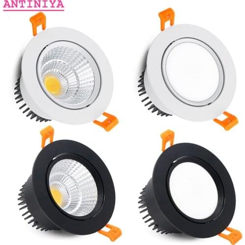 4 Types Round Dimmable Anti Glare Recessed LED Downlights 5W7W9W12W15W18W20W COB Ceiling Spot Lights AC90-260V Background Lamps