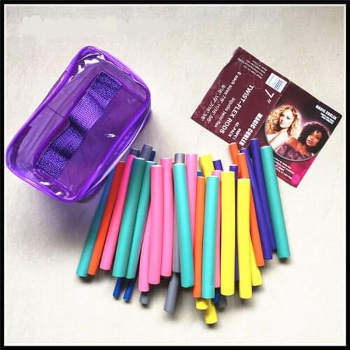 Luxury 42pcs Hair Twist Flex soft Foam Rods Beauty Curly Spiral bendy Twist Curl Curlers Rollers Set with bag