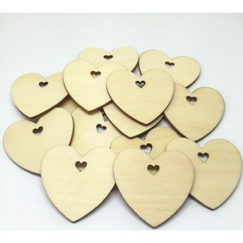 500pcs 25mm Natural Wooden Hearts With Heart Holes Wedding Wish Tree Decorations Gift Tags Celebrations Crafts Pendants